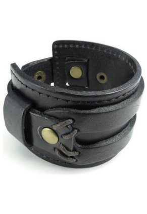 Brazalete Ancho Cuero - Color Negro