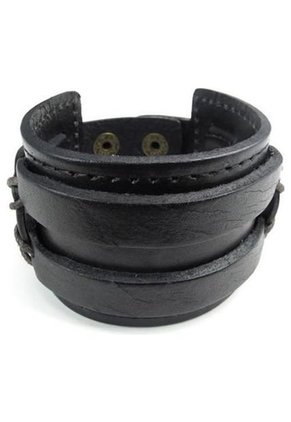 Brazalete Ancho Cuero - Color Negro