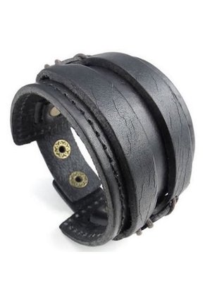 Brazalete Ancho Cuero - Color Negro