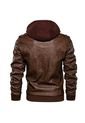 Chaqueta Cuero PU Hombres Casual Motociclista SA722 Marron de Frenezi