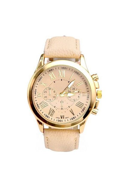 Reloj Para Mujer Analogo Numeros Romanos Beige