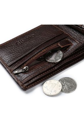 Billetera Hombre Cuero Cremallera Tipo 1B G8042 Cafe Marron