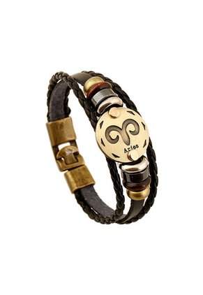 Pulsera Cuero Zodiaco Cancer - Color Negro