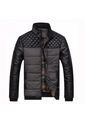 Chaqueta Hombres Calida Cuero PU Poliester 004 Negro Gris de Frenezi