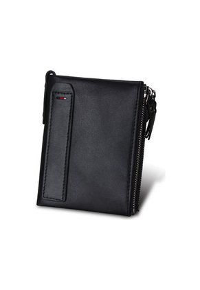 Billetera Hombres Cuero Doble Cremallera CNC-D001 Negro