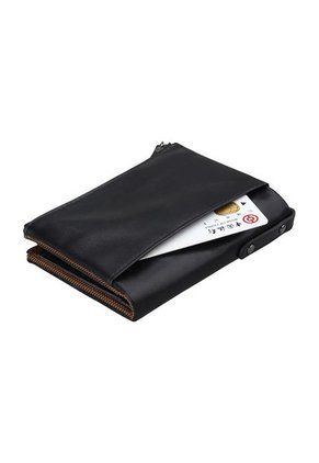 Billetera Hombres Cuero Doble Cremallera CNC-D001 Negro