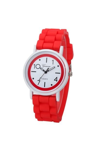 Reloj Mujer Cuarzo Deportivo Silicona Rojo