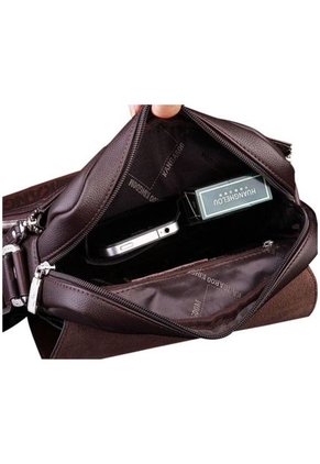 Bolso Hombre Cuero PU YS-4361-DS Medida 19*17*7cm Marron