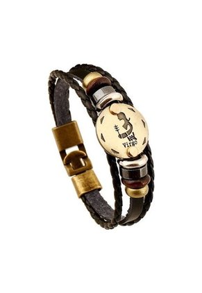 Pulsera Cuero Zodiaco Cancer - Color Negro