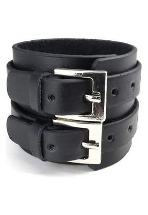 Brazalete Ancho Hombre Cuero Genuino - Negro