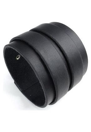 Brazalete Ancho Hombre Cuero Genuino - Negro