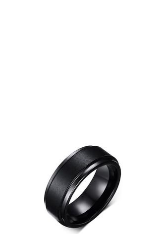 Anillo Carburo Tungsteno 8mm Hombres Negro Mate Frenezi