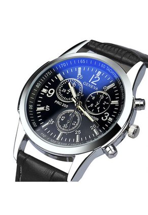 Reloj Cuarzo Casual Hombres Correa Cuero PU Negro