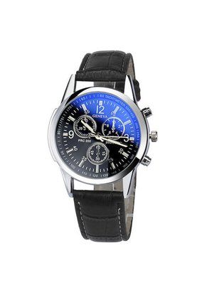 Reloj Cuarzo Casual Hombres Correa Cuero PU Negro