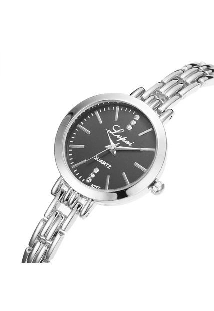 Reloj Analogico Pulsera Mujer Dama LP025 Plateado Negro