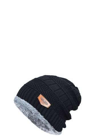 Gorro Invierno Hombre Tejido Grueso Punto Algodon HW Negro Frenezi