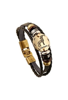 Pulsera Cuero Zodiaco Cancer - Color Negro