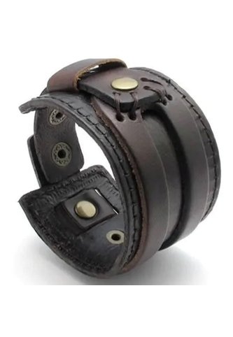 Brazalete Ancho En Cuero - Color Marron Frenezi