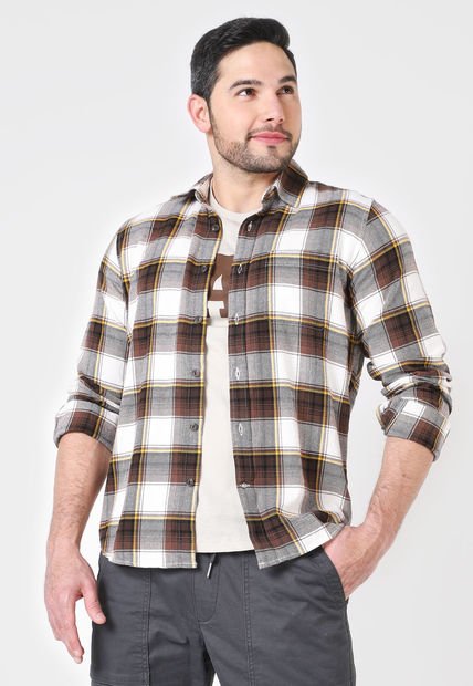 Camisa Marrón-Mostaza-Blanco GAP