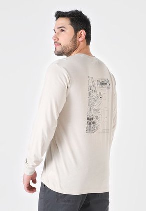 Camiseta Manga Larga Beige-Blanco GAP