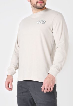 Camiseta Manga Larga Beige-Blanco GAP