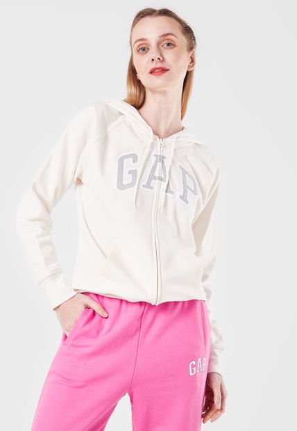 Hoodie Beige-Gris-Blanco GAP Femenino