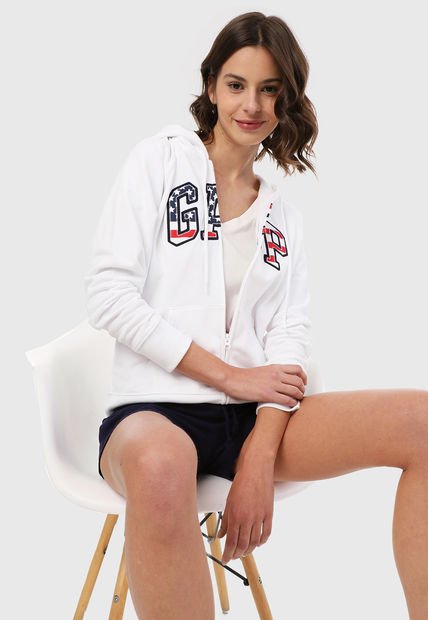 Hoodie Blanco-Rojo-Azul GAP