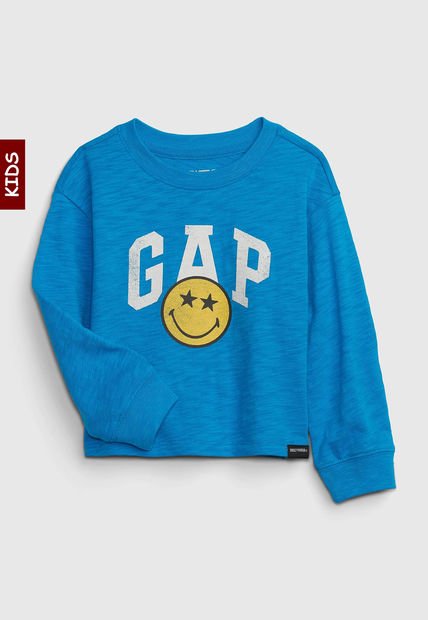 Camiseta Manga Larga Azul-Amarillo-Blanco GAP Kids