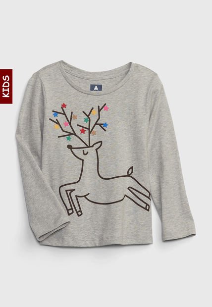 Camiseta Manga Larga Gris-Multicolor GAP Kids