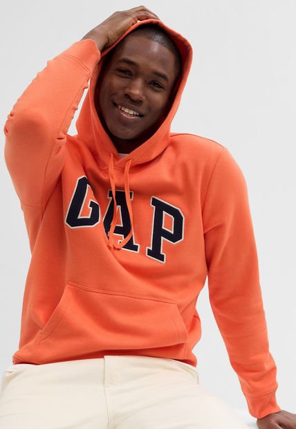 Hoodie Naranja-Azul Navy-Blanco GAP