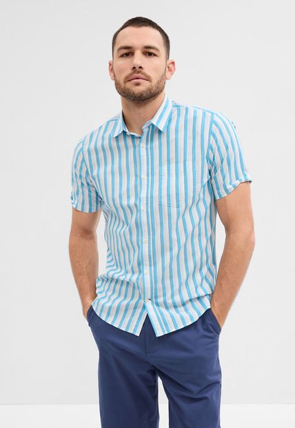 Camisa Aguamarina-Blanco GAP