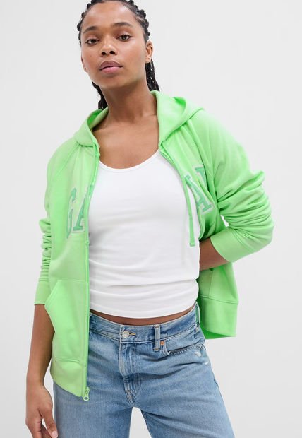 Hoodie Verde Neón-Verde Manzana-Blanco GAP