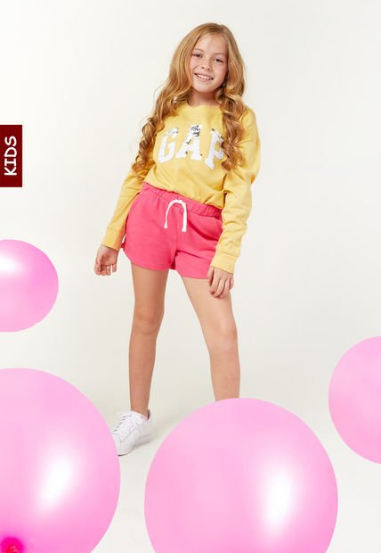 Camiseta Manga Larga Amarillo-Blanco-Plateado GAP Kids