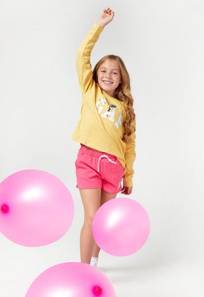 Camiseta Manga Larga Amarillo-Blanco-Plateado GAP Kids