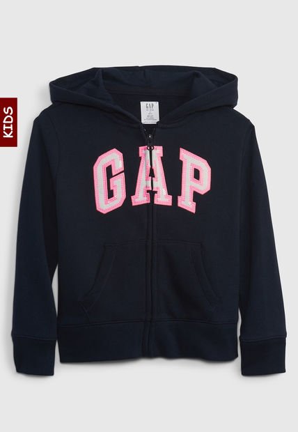 Hoodie Azul Navy-Blanco-Rosa GAP Kids