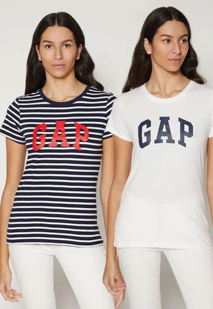 Camiseta x2 Blanco-Azul-Rojo GAP