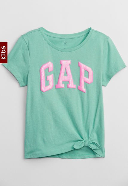 Camiseta Verde Manzana-Rosa GAP Kids