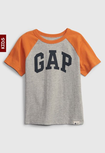 Camiseta Gris-Naranja-Azul Navy GAP Kids