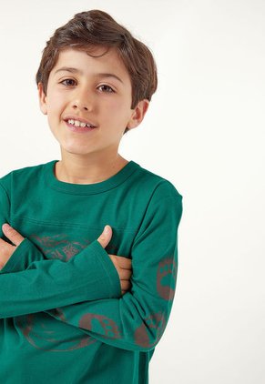Camiseta Manga Larga Verde-Café GAP Kids
