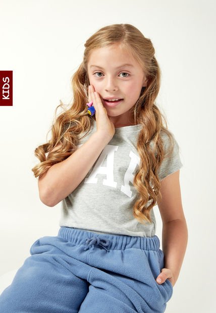Camiseta Manga Larga Blanco-Gris GAP Kids
