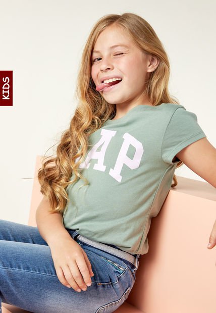 Camiseta Manga Larga Verde-Lila GAP Kids