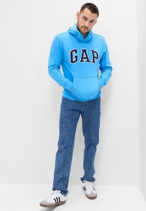 Hoodie Celeste-Azul Navy-Blanco GAP