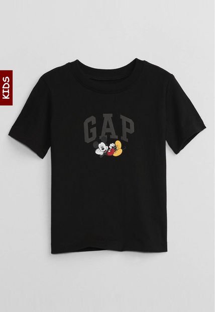 Camiseta Mickey Mouse Manga Corta Negro-Gris GAP Kids