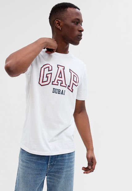 Camiseta Marfil-Azul Navy-rojo GAP