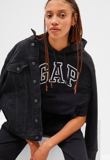 Hoodie Negro-Blanco GAP