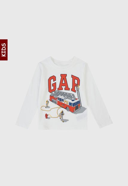 Camiseta Manga Larga Blanco-Rojo-Azul GAP Kids