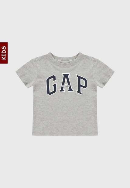 Camiseta Gris-Azul Navy-Blanco GAP Kids