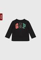 Camiseta Manga Larga Negro-Multicolor GAP Kids de GAP