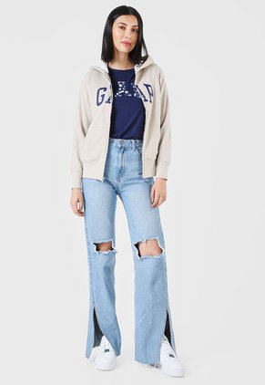 Hoodie Beige-Azul Navy-Blanco GAP