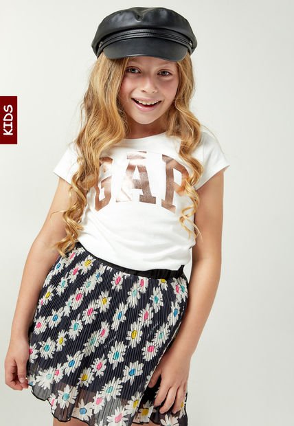 Camiseta Blanco-Oro Rosa GAP Kids
